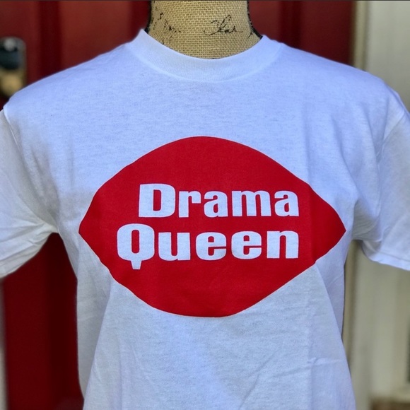 New women white tshirt with red print. Drama Queen - Picture 3 of 3